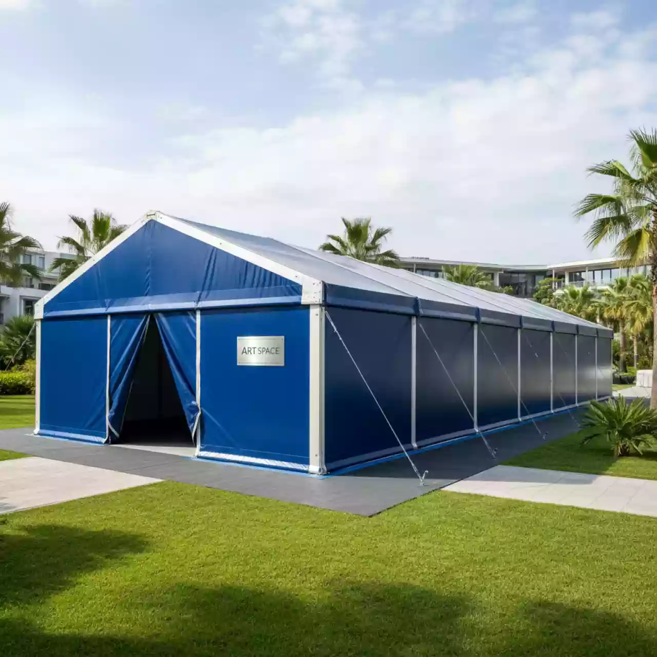 Аренда Шатер ярмарочный Кайт 6х36 со стенками в Radisson Collection Paradise — ART SPACE