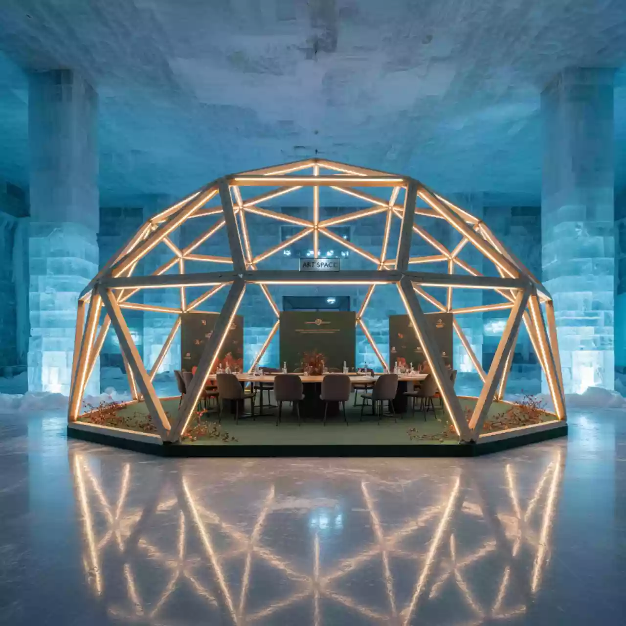 Аренда Шатры деревянные квадросфера из клееного бруса в ледовом дворце «Роза Хутор» — ART SPACE