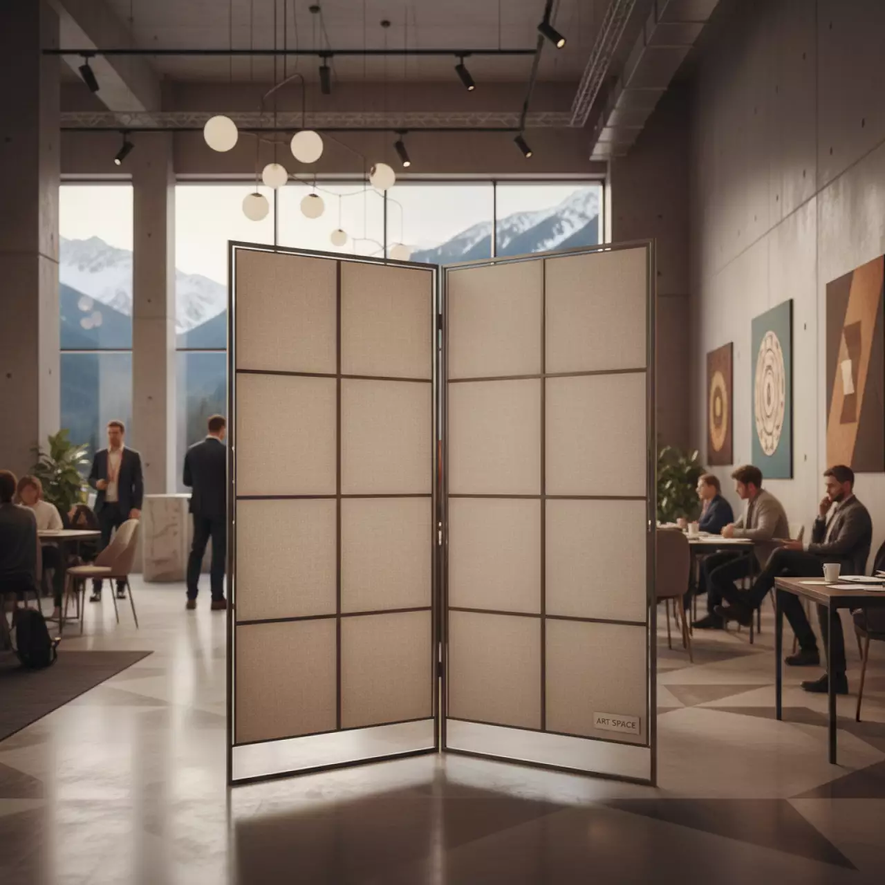 Аренда Ширма тканевая бежевая двухстворчатая 4 секции R4E 00004 в Golden Tulip Rosa Khutor — ART SPACE