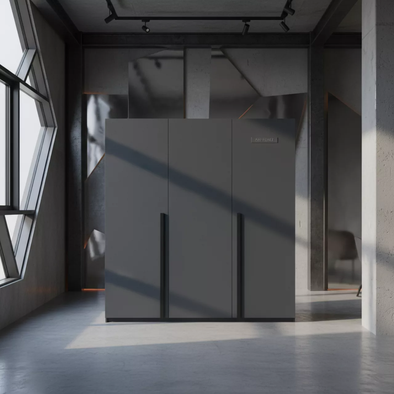 Аренда Шкаф трехстворчатый Даиго графит серый в Alpha Sirius — ART SPACE