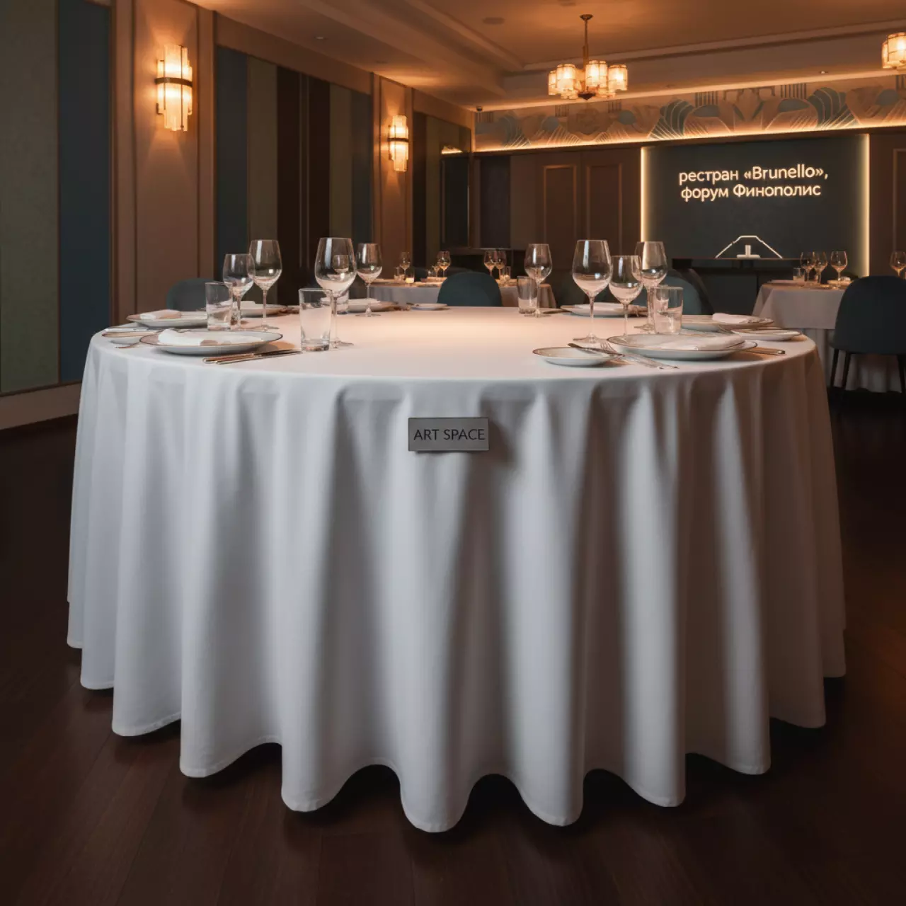 Аренда Скатерть белая Ø300 см в ресторане «Brunello» — ART SPACE