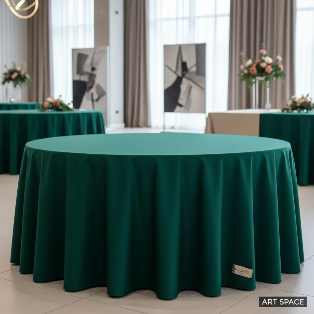 Аренда Скатерть круглая темно зеленая диаметр 3,3 м в Novotel Resort — ART SPACE