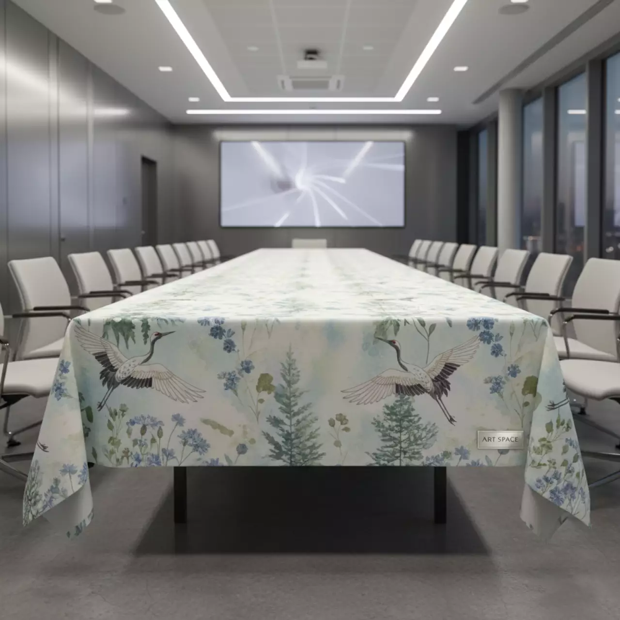 Аренда Скатерть прямоугольная 1800х1100 журавинка василек елочка в Alpha Sirius — ART SPACE