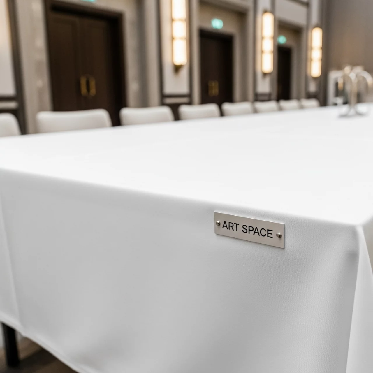 Аренда Скатерть прямоугольная габардиновая Rondo белая в зале «Чайка» (Морпорт) — ART SPACE