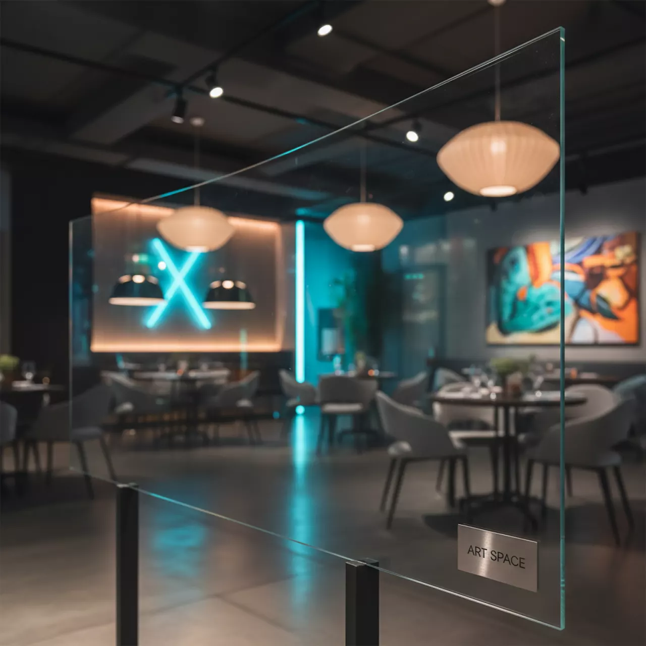 Аренда Стекло мягкое 1,2 мм 2400х900 в ресторане «Voda» — ART SPACE