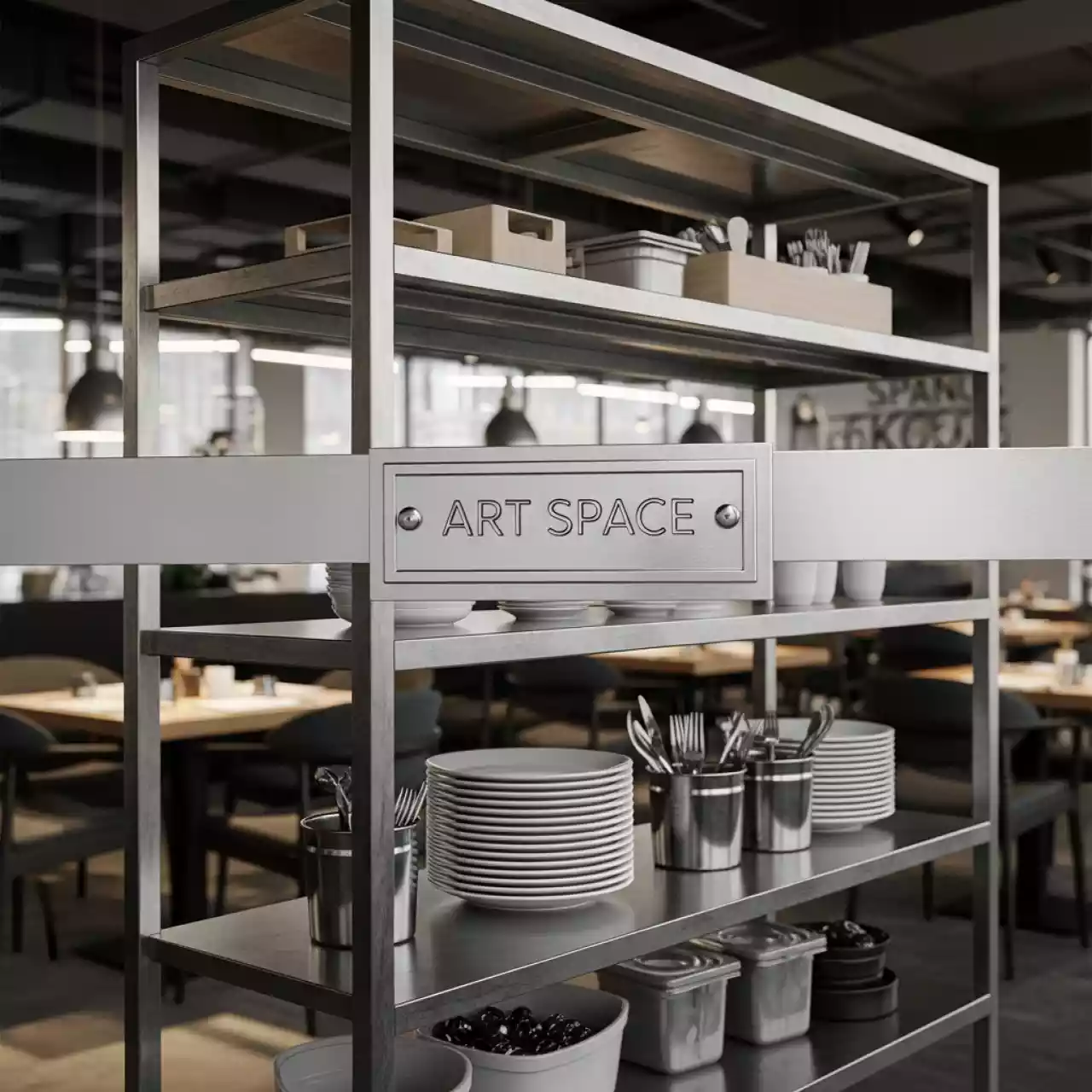 Аренда Стеллаж металлический Практик MS 200 100х30 6 полок в ресторане «Сыроварня» — ART SPACE