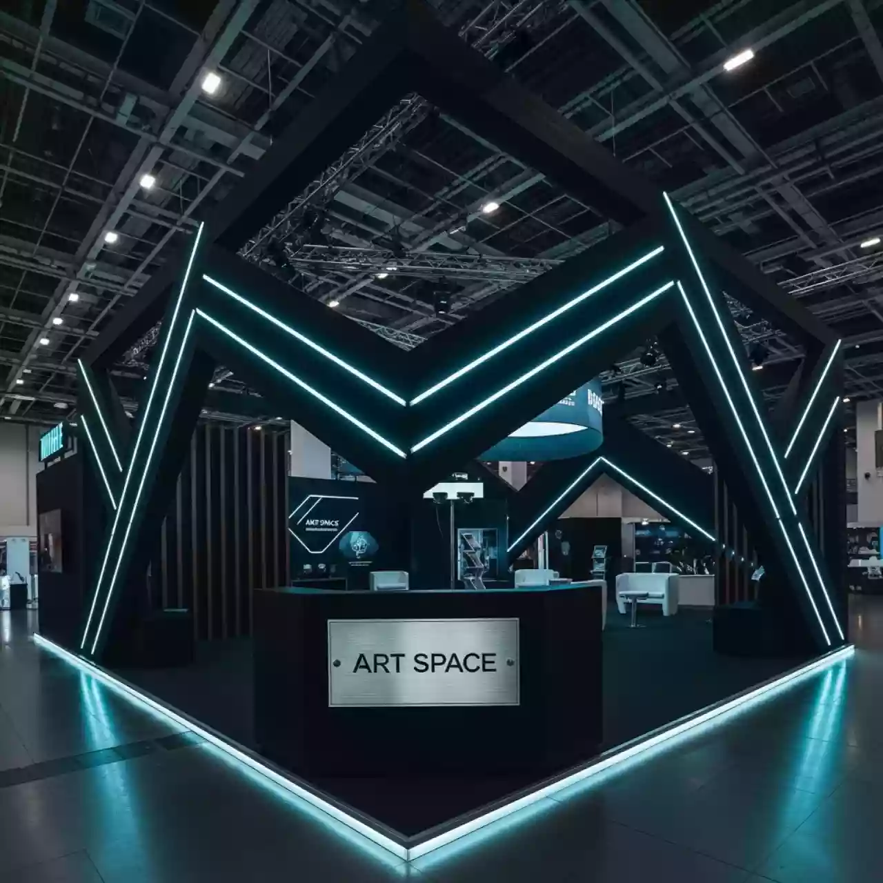 Аренда Стенд зигзагом объемный брус баннер блэкаут таблички с контражурной подсветкой в конгресс-холле отеля Жемчужина — ART SPACE