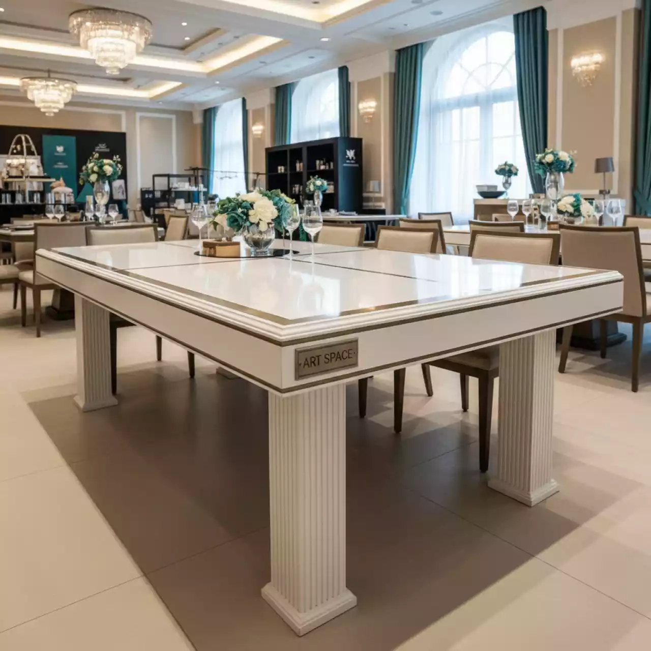 Аренда Стол белый орех кромка ПВХ Лидер 2 2000х900 в Rixos Krasnaya Polyana — ART SPACE