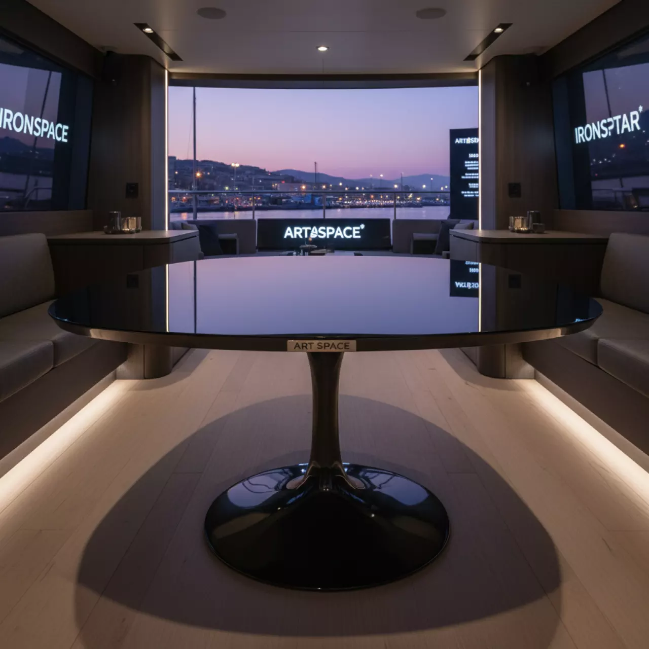 Аренда Стол черный Tulip style D 1200 на VIP-яхте (Имеретинский порт) — ART SPACE