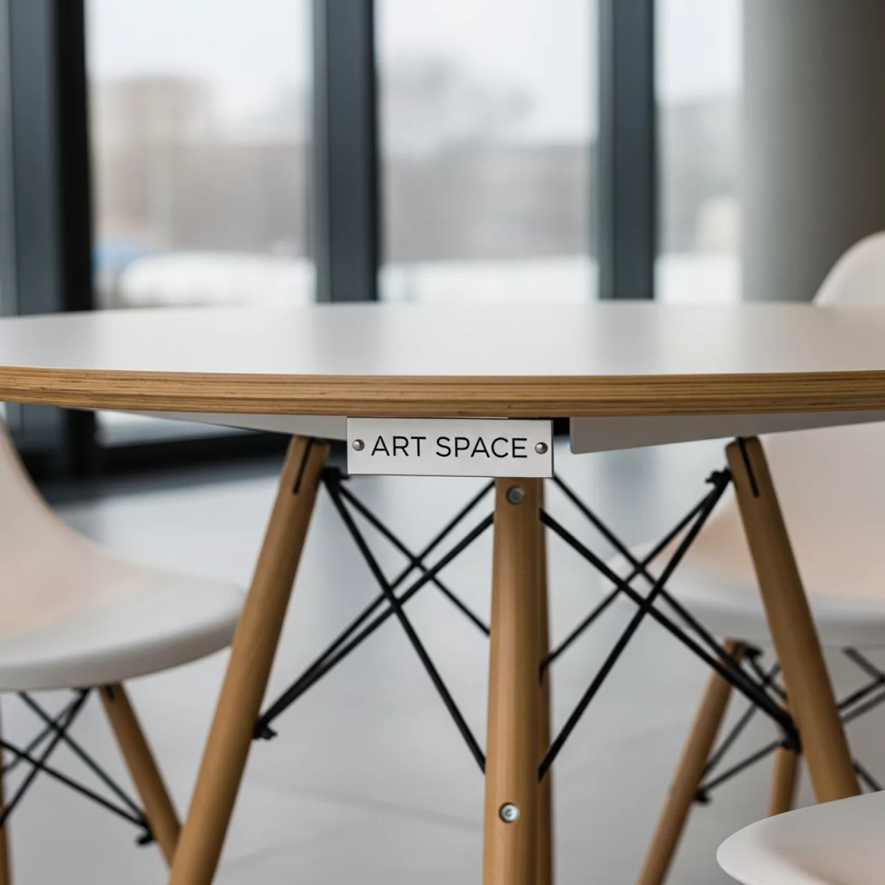 Аренда Стол круглый Eames white & wood диаметр 90 см в Stella di Mosca