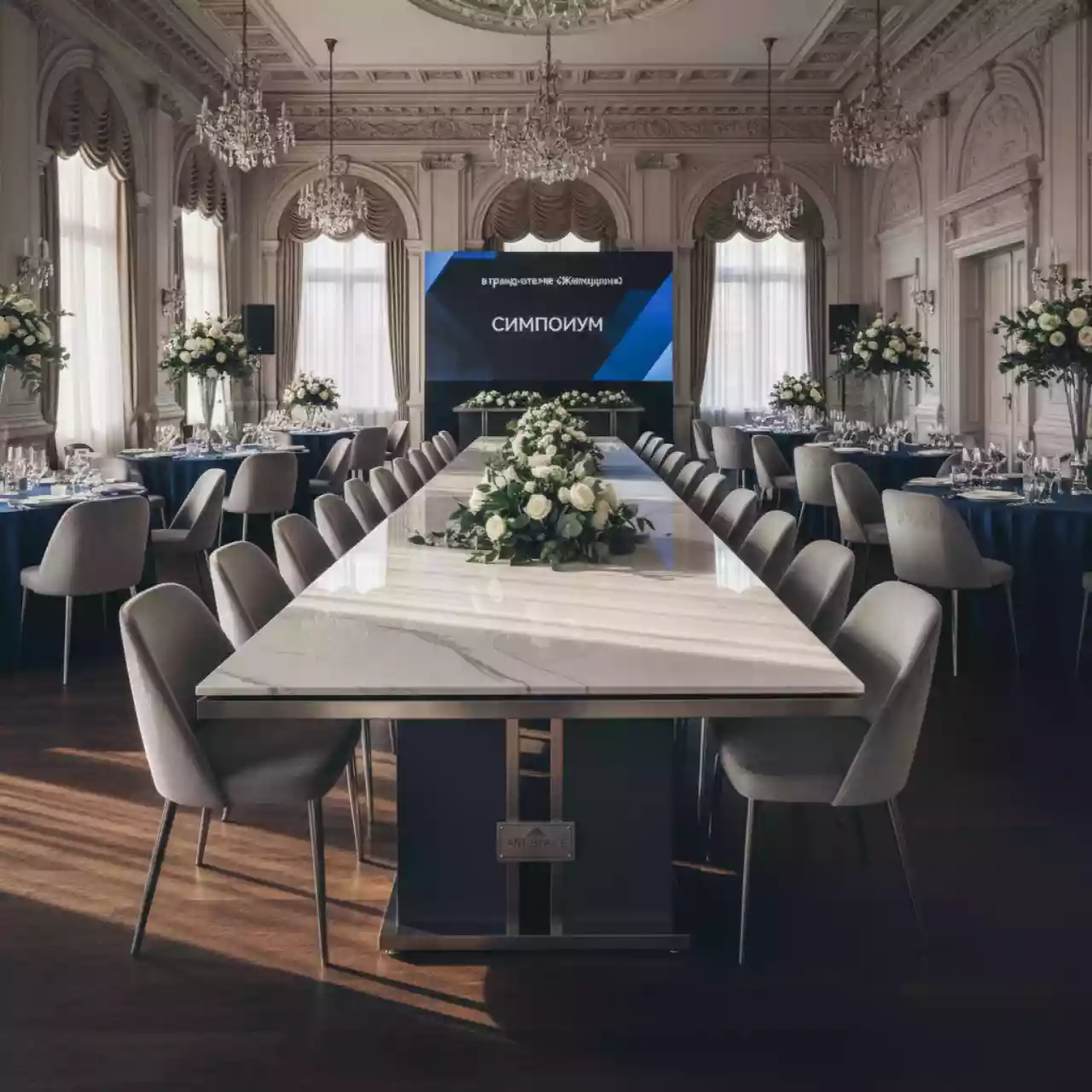 Аренда Стол обеденный Galla белый мрамор в гранд-отеле «Жемчужина» — ART SPACE