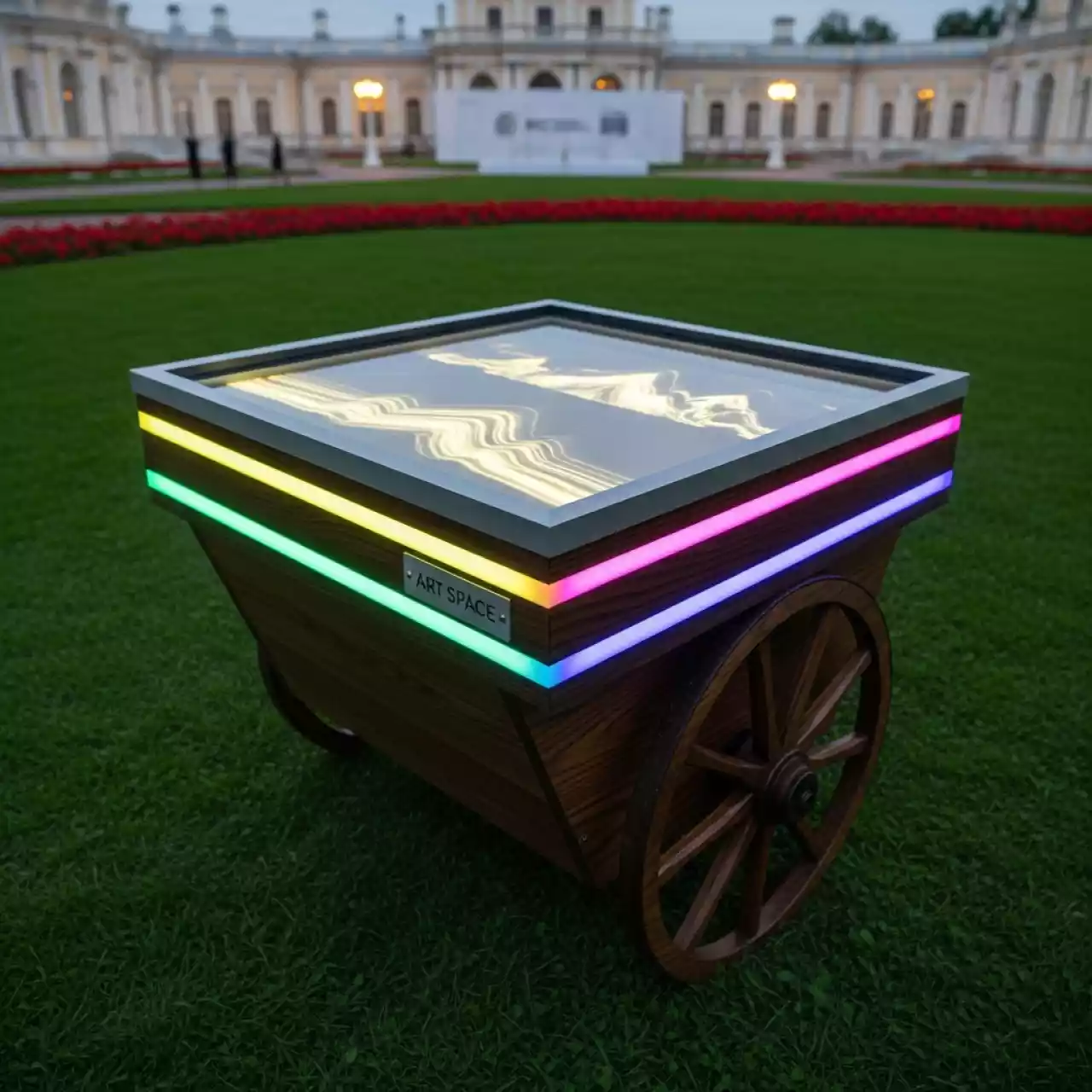 Аренда Стол световой песочный стилизованный Телега серия Кисельковое царство в усадьбе Голицына — ART SPACE
