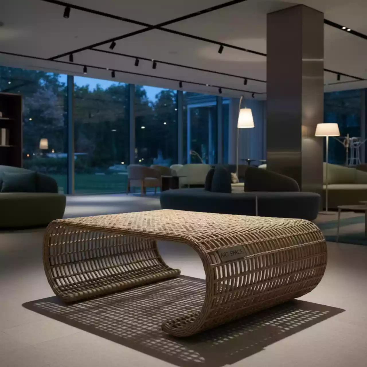 Аренда Столик журнальный бежево коричневый из искусственного ротанга Бавария 110х55 в санатории «Октябрьский» — ART SPACE