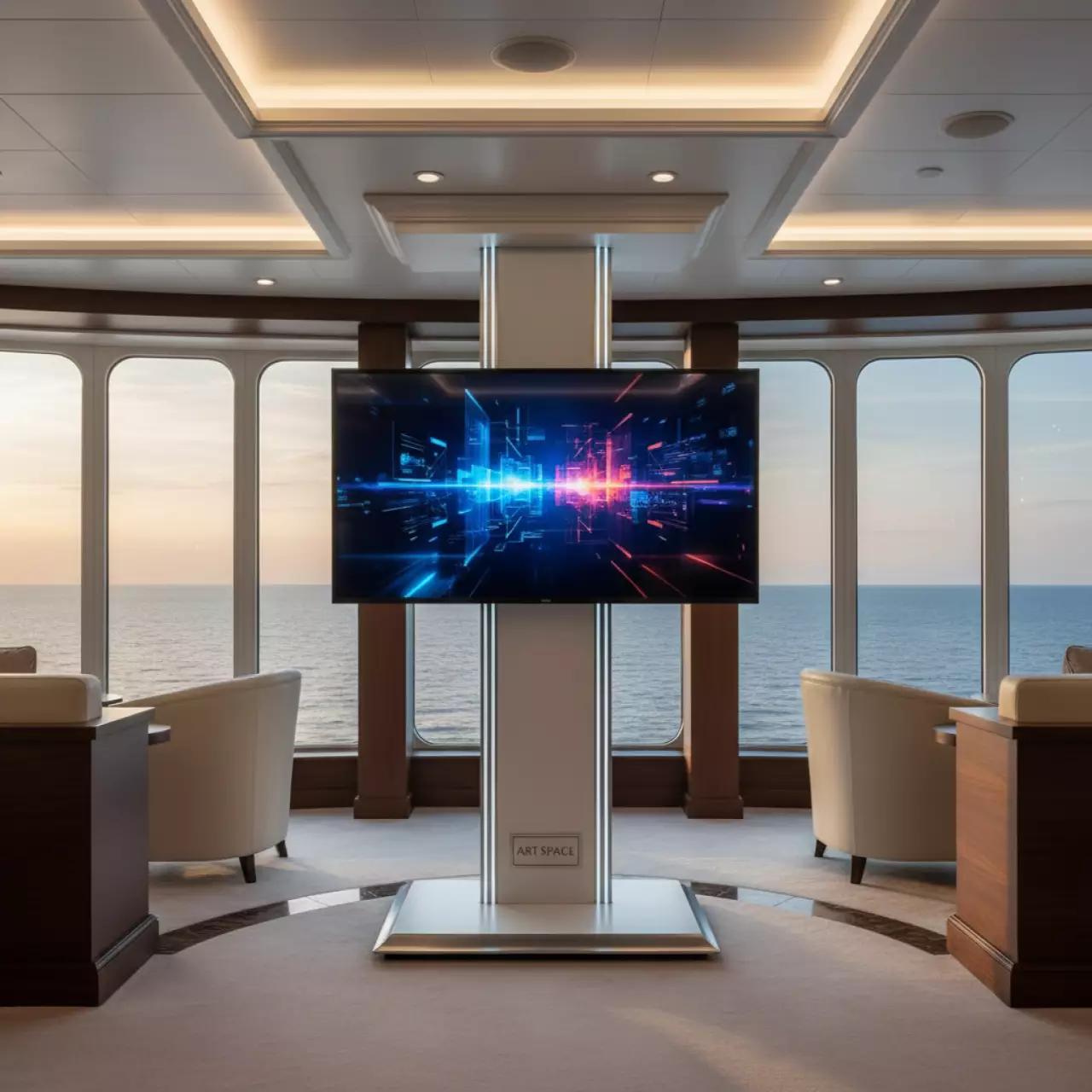 Аренда Стойка напольная для плазмы на VIP теплоходе (Морпорт Сочи) — ART SPACE