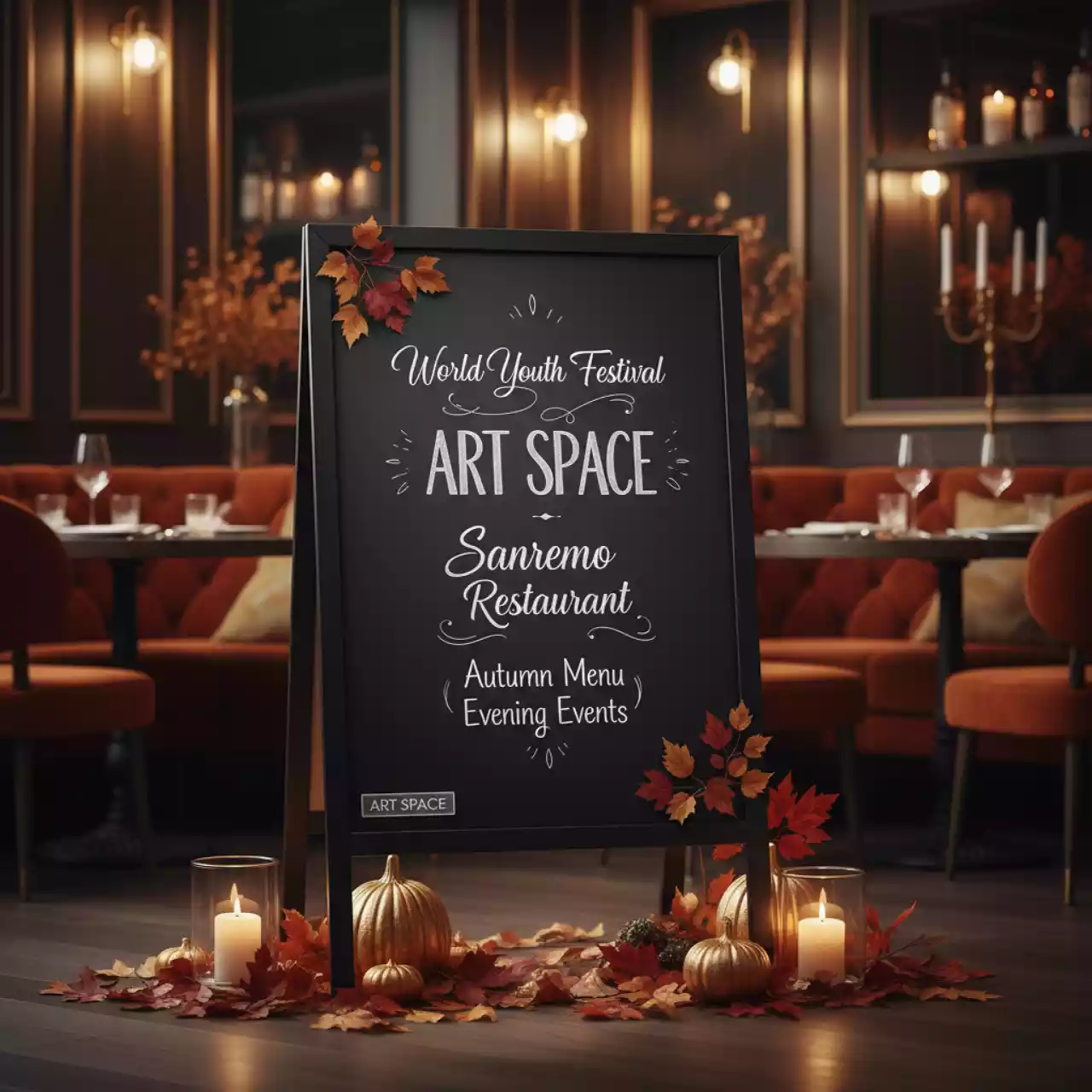 Аренда Стойка указатель меловая информационная в ресторане «Sanremo» — ART SPACE