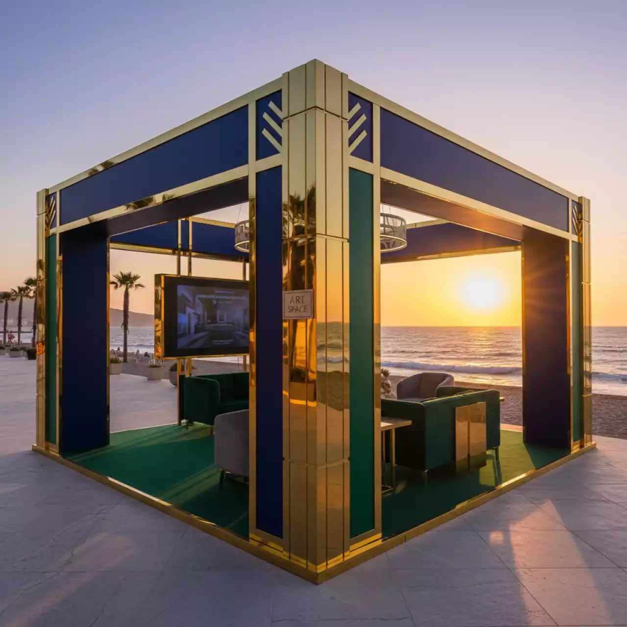 Аренда Строительство выставочного стенда на пляже «Маяк» — ART SPACE