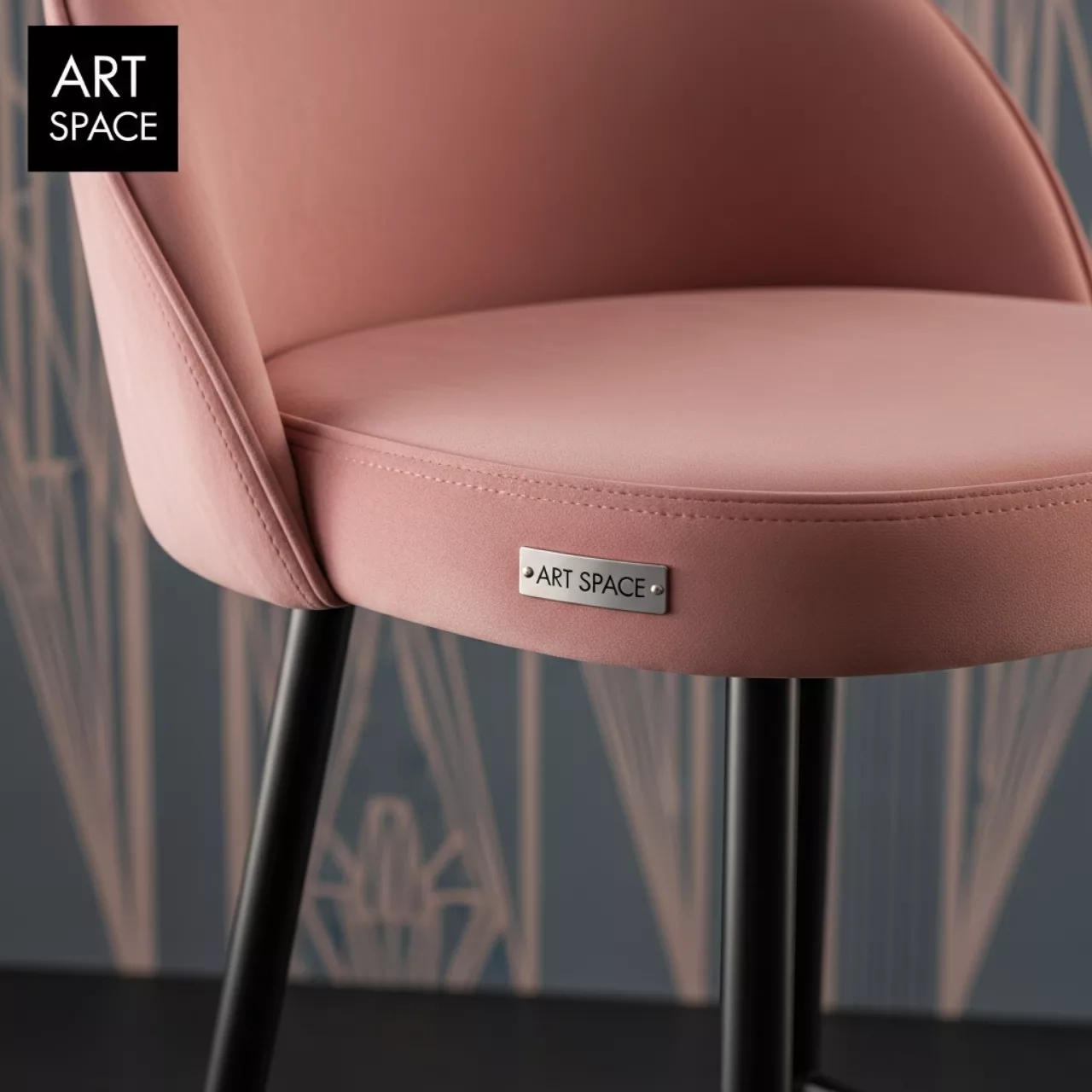 Аренда Стул барный мягкий пыльно розовый велюр каркас металл черный в ресторане «Высота 5642» — ART SPACE