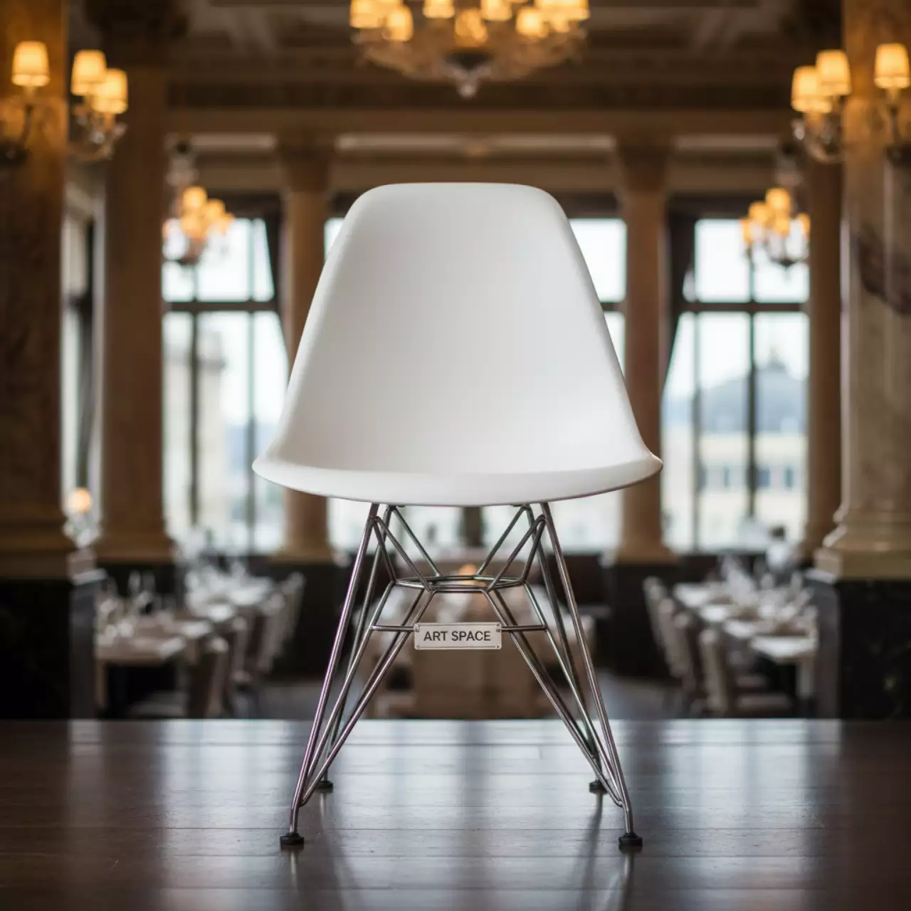Аренда Стул Eames Metal белый в ресторане «La Terrazza» — ART SPACE