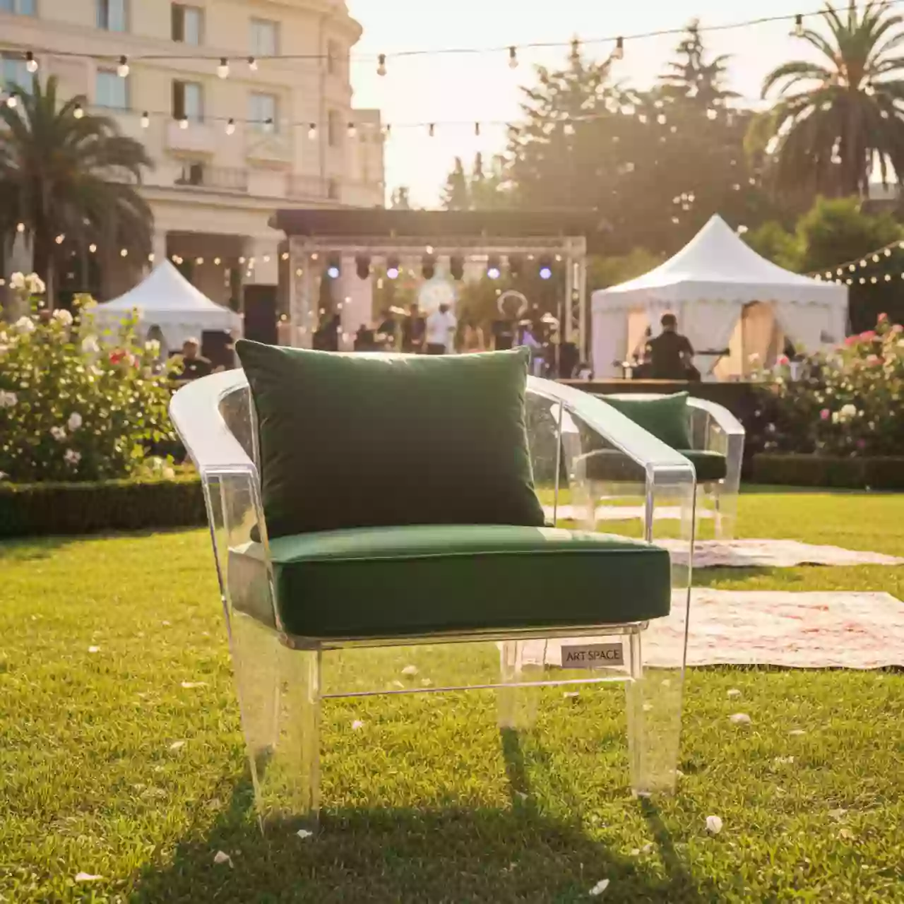 Аренда Стул прозрачный с папоротниковой бархатной подушкой ХЭМПСОН в Rodina Grand Hotel & SPA — ART SPACE