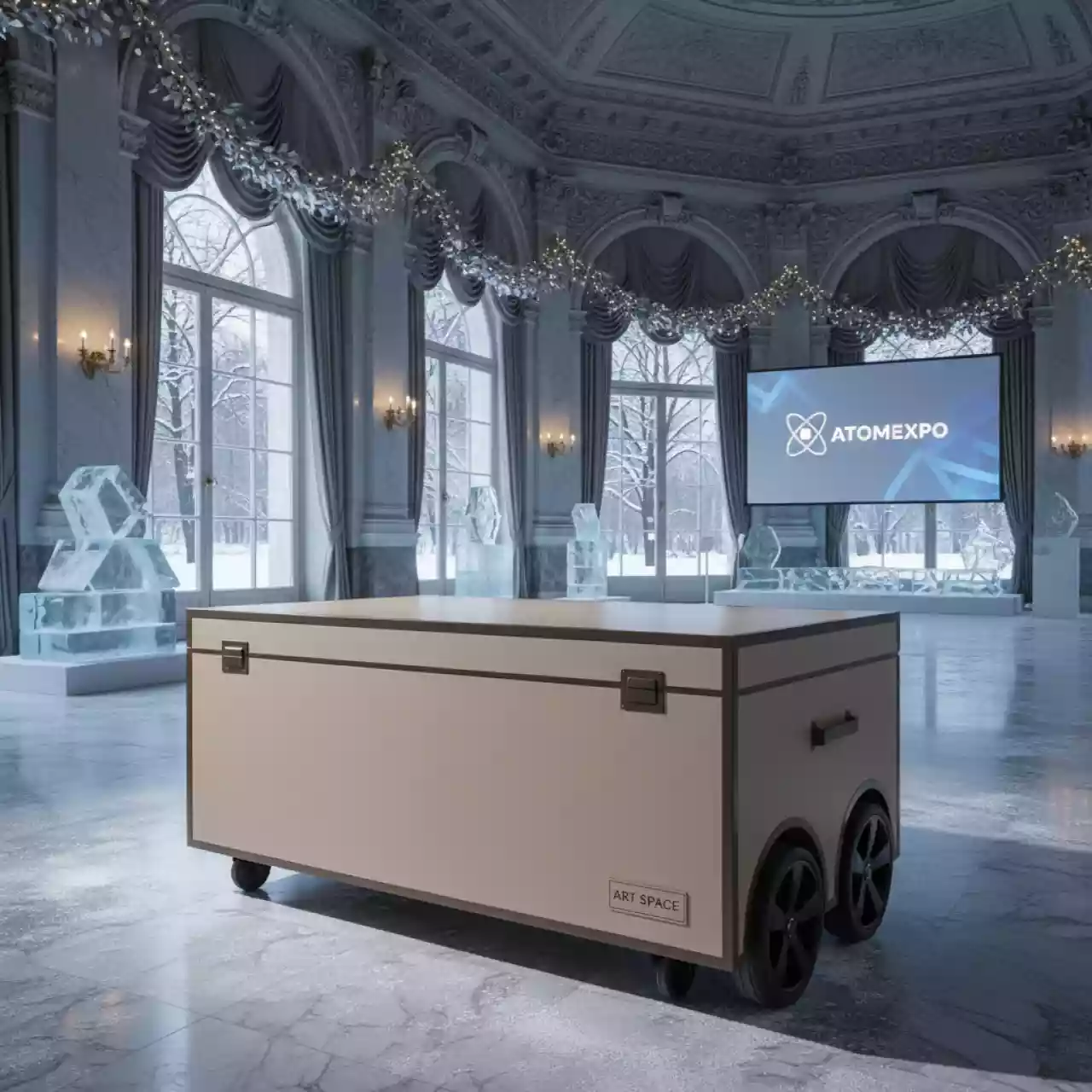 Аренда Сундук для хранения Royal Family Karl 120 бежевый с колёсиками в усадьбе Голицына — ART SPACE