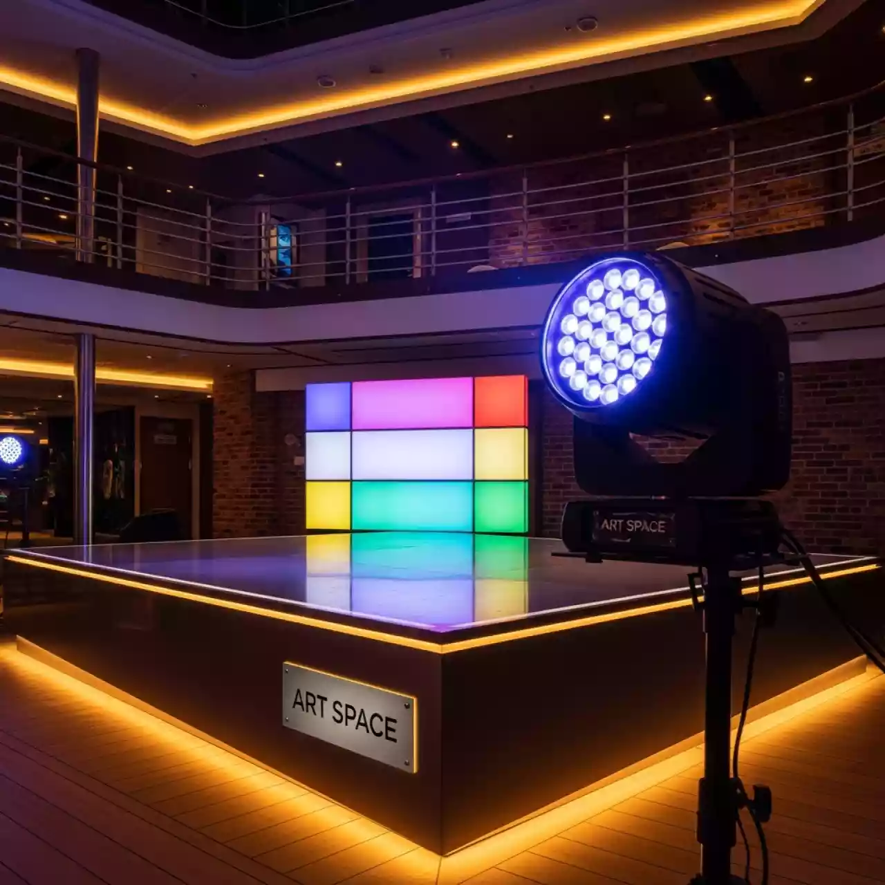 Аренда Свет звук установка сценического подиума 6х4 м на теплоходе «Дагомыс» — ART SPACE