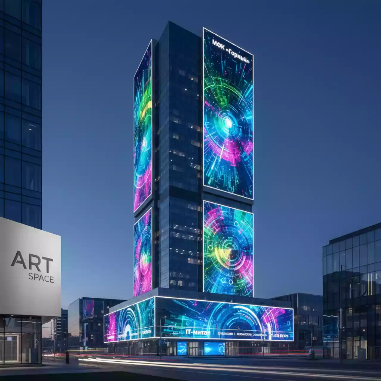 Аренда Светодиодные экраны на фасад здания в МФК «Горный» — ART SPACE