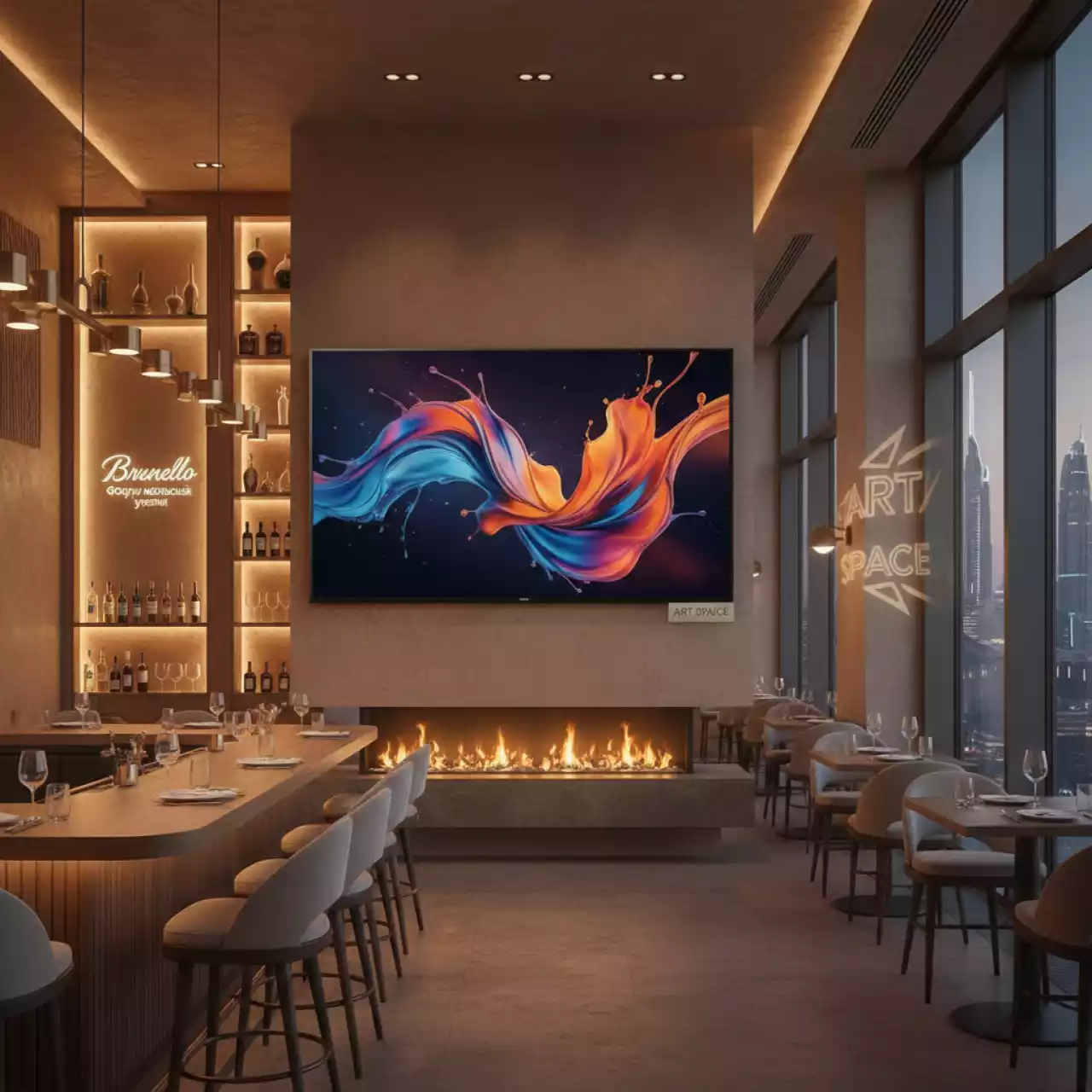 Аренда Телевизора коммерческий Samsung BE65C H в ресторане «Brunello» — ART SPACE