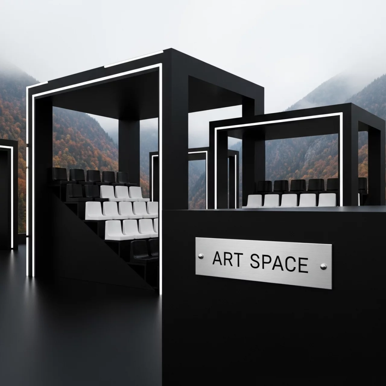 Аренда Трибуны белые и черные в Skypark Sochi — ART SPACE