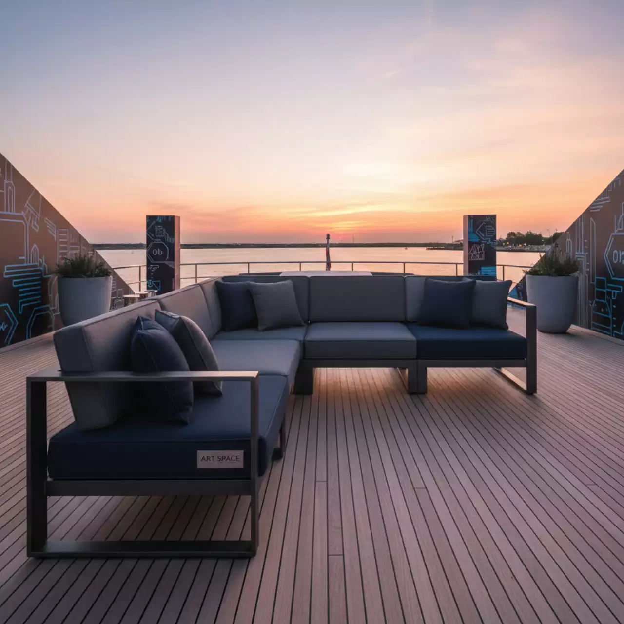 Аренда Угловой диван из алюминия MD LRL CS MS на VIP-яхте (Имеретинский порт) — ART SPACE