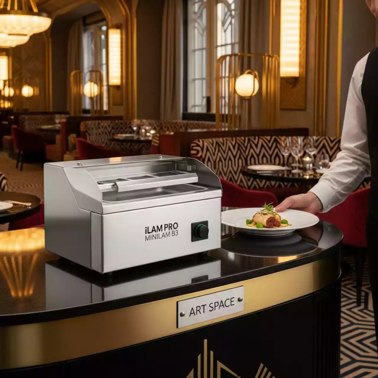 Аренда Устройство снятия статического разряда на подающем столе iLAM PRO MINILAM B3 FOILER B3 в ресторане «La Terrazza» — ART SPACE
