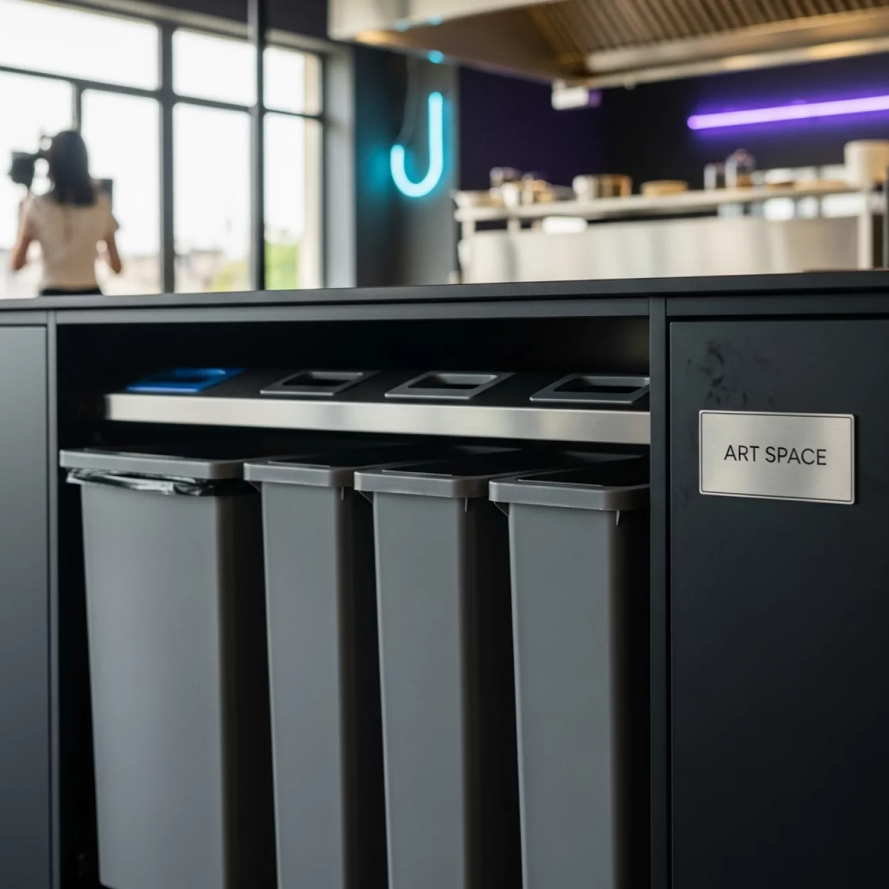 Аренда Ведро для мусора выдвижное AxiSpace 2x15 л и 2x7 л графит в ресторане «Sanremo» — ART SPACE