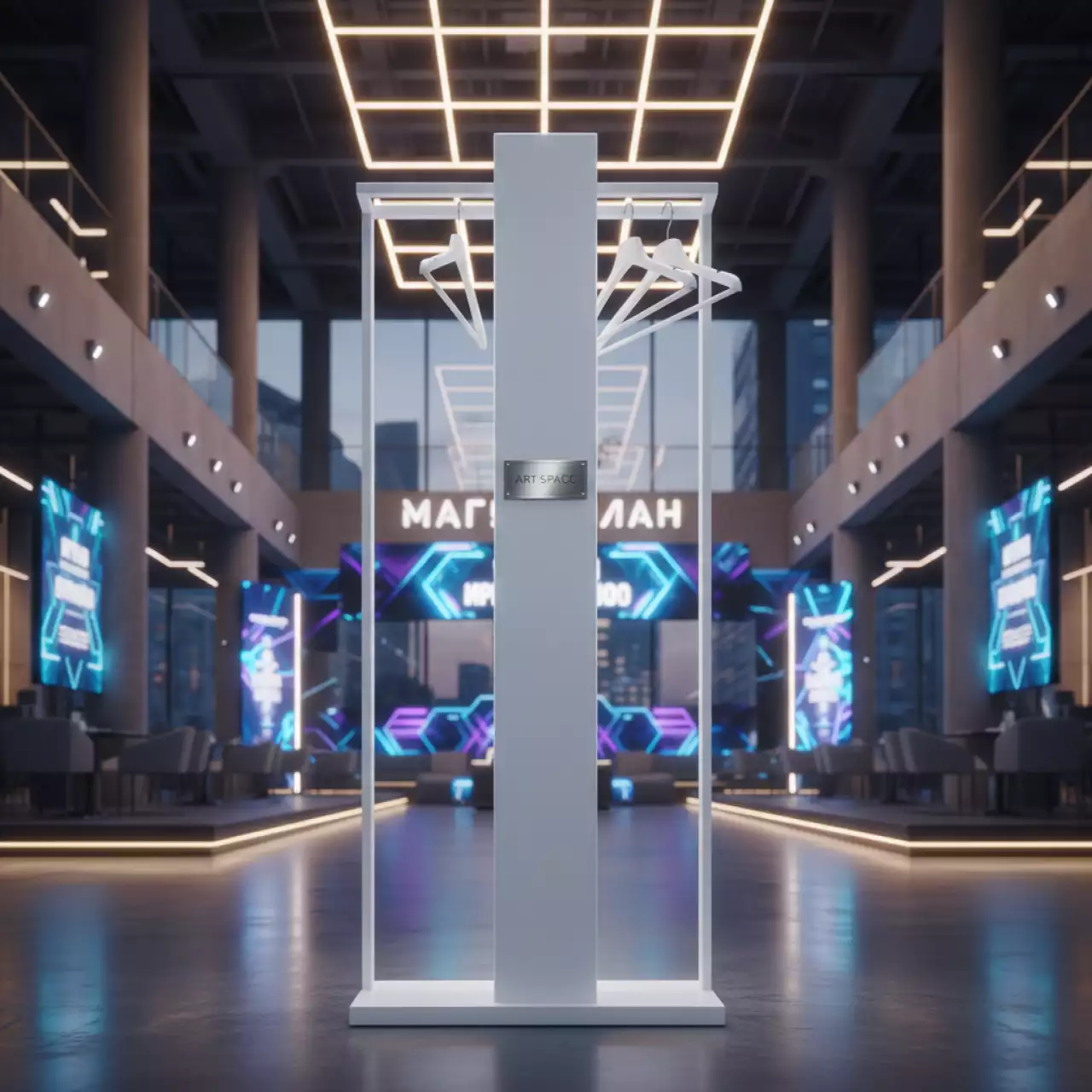 Аренда Вешалка напольная белая 1100х620х1500 мм в ресторане «Магеллан» — ART SPACE