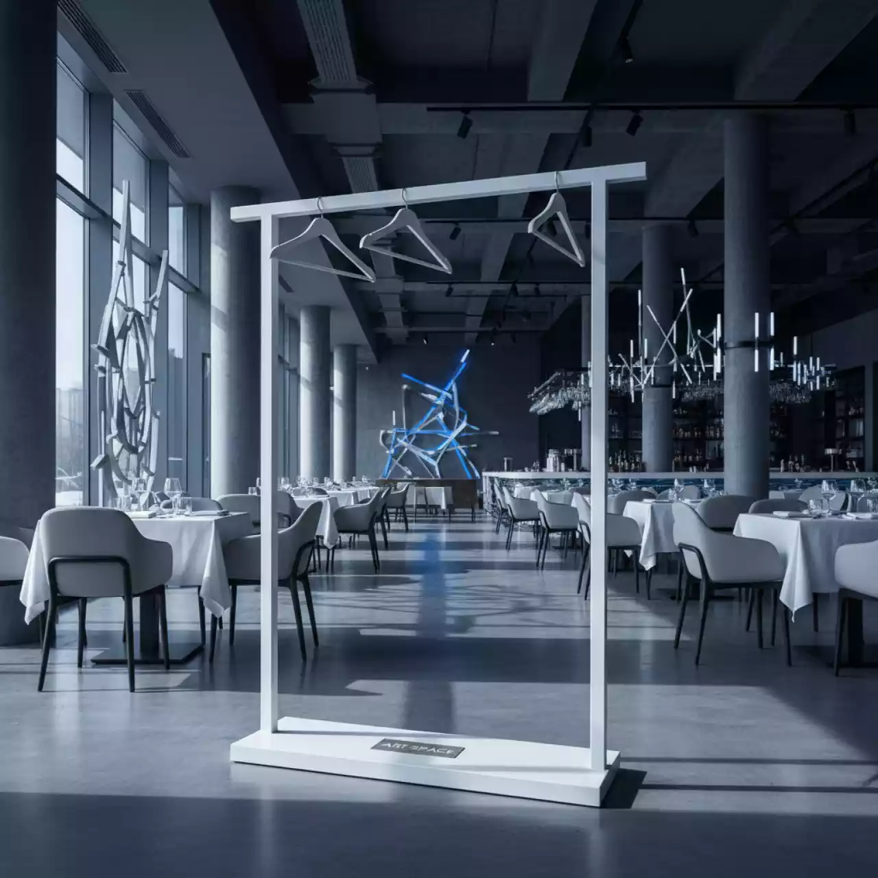 Аренда Вешалка напольная двойная для одежды W 02 белая в ресторане «Brunello» — ART SPACE