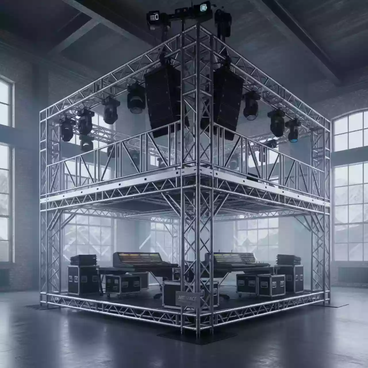 Аренда Вышки FOH Layher с двумя уровнями 4.14х4.14 м в Гранд Отель Поляна — ART SPACE