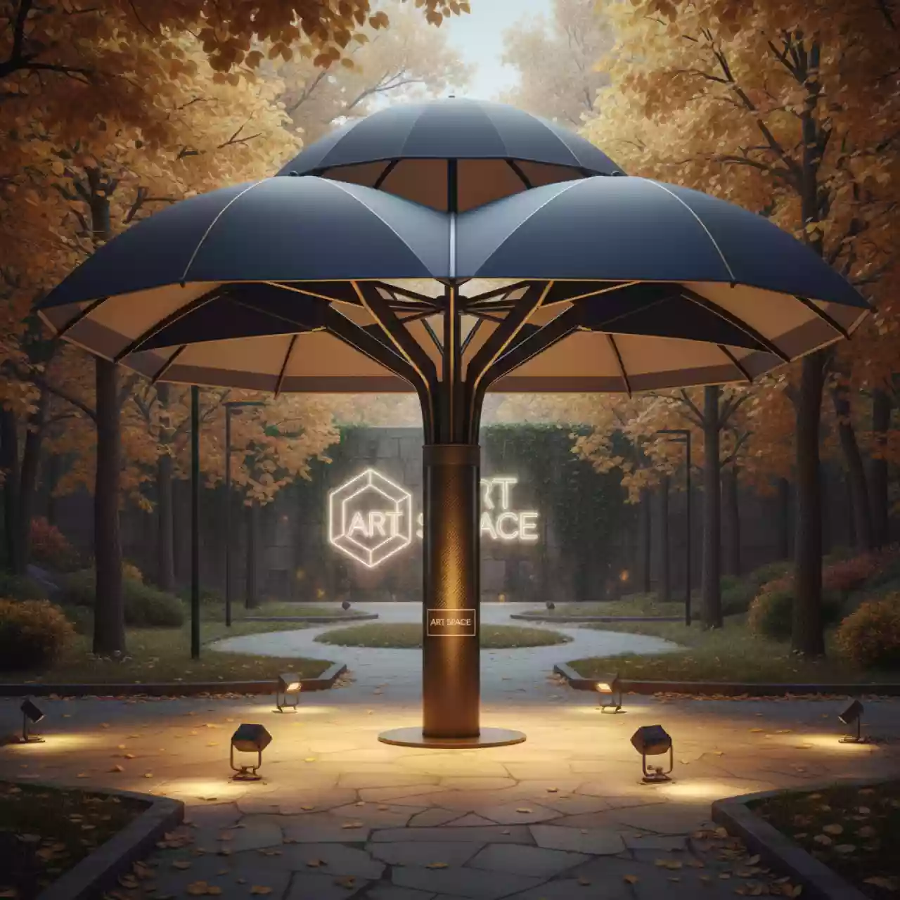 Аренда Зонт четырехкупольный Galaxia Quattro Carbon 6х6 м в парке «Ривьера» — ART SPACE