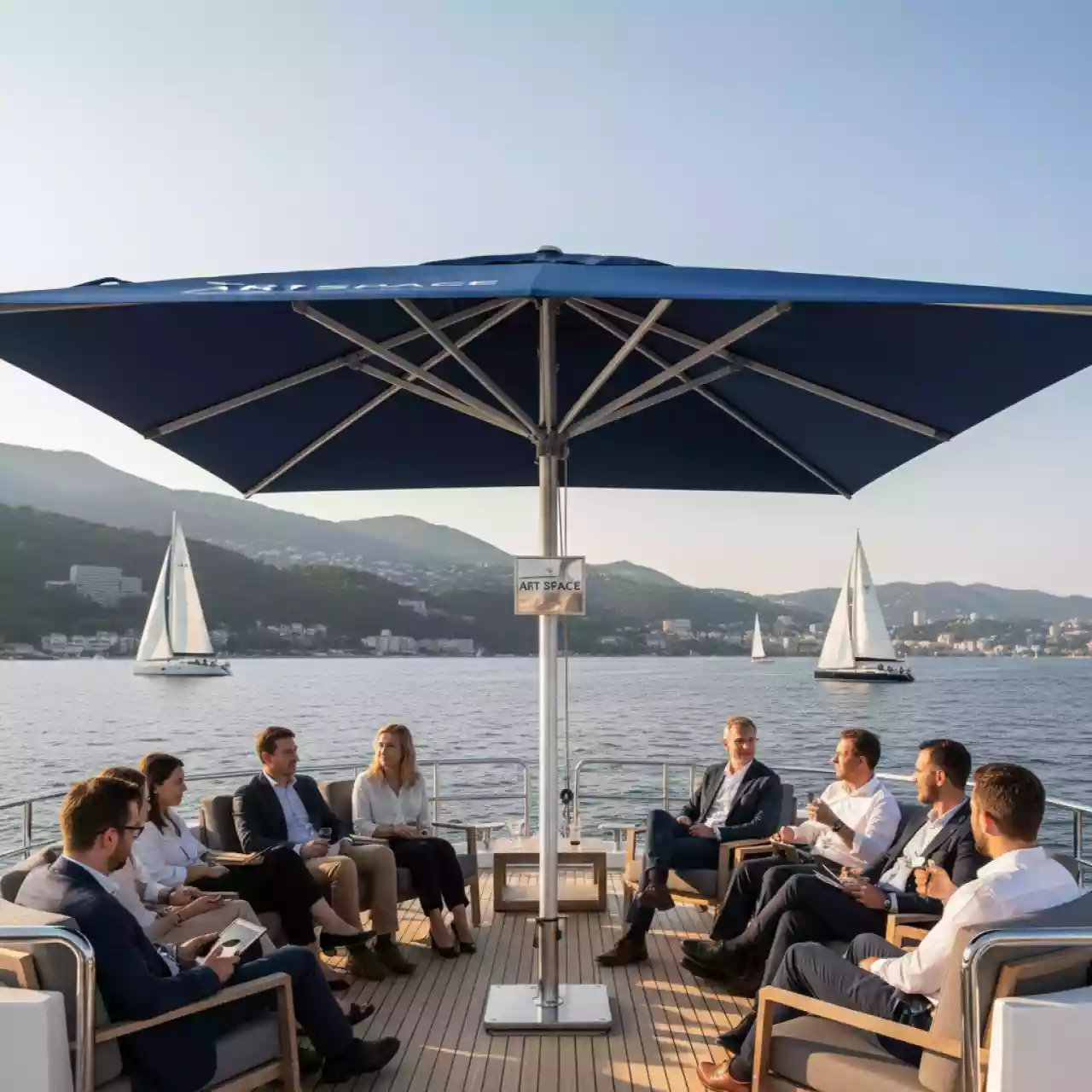 Аренда Зонт дизайнерский Inumbra Medium на парусной регате (Сочи) — ART SPACE