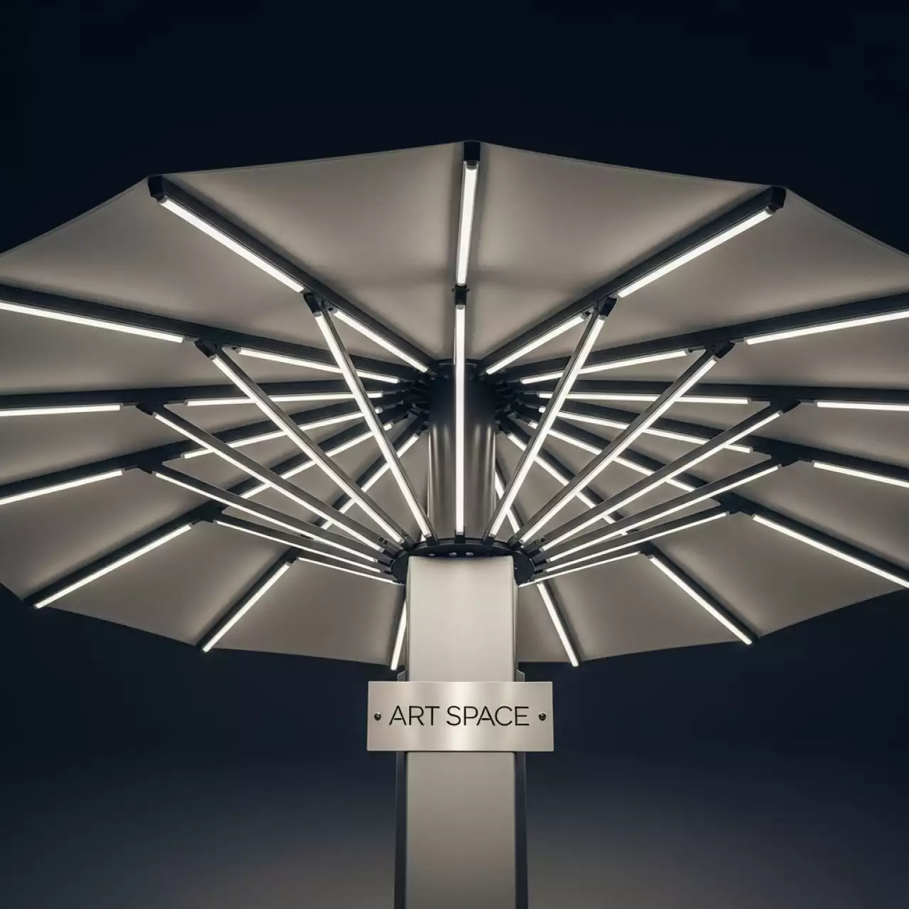 Аренда Зонт дизайнерский с подсветкой Kosmos Round LED Light Ø3,3 м в Boutique Hotel PORTUM 1905 — ART SPACE