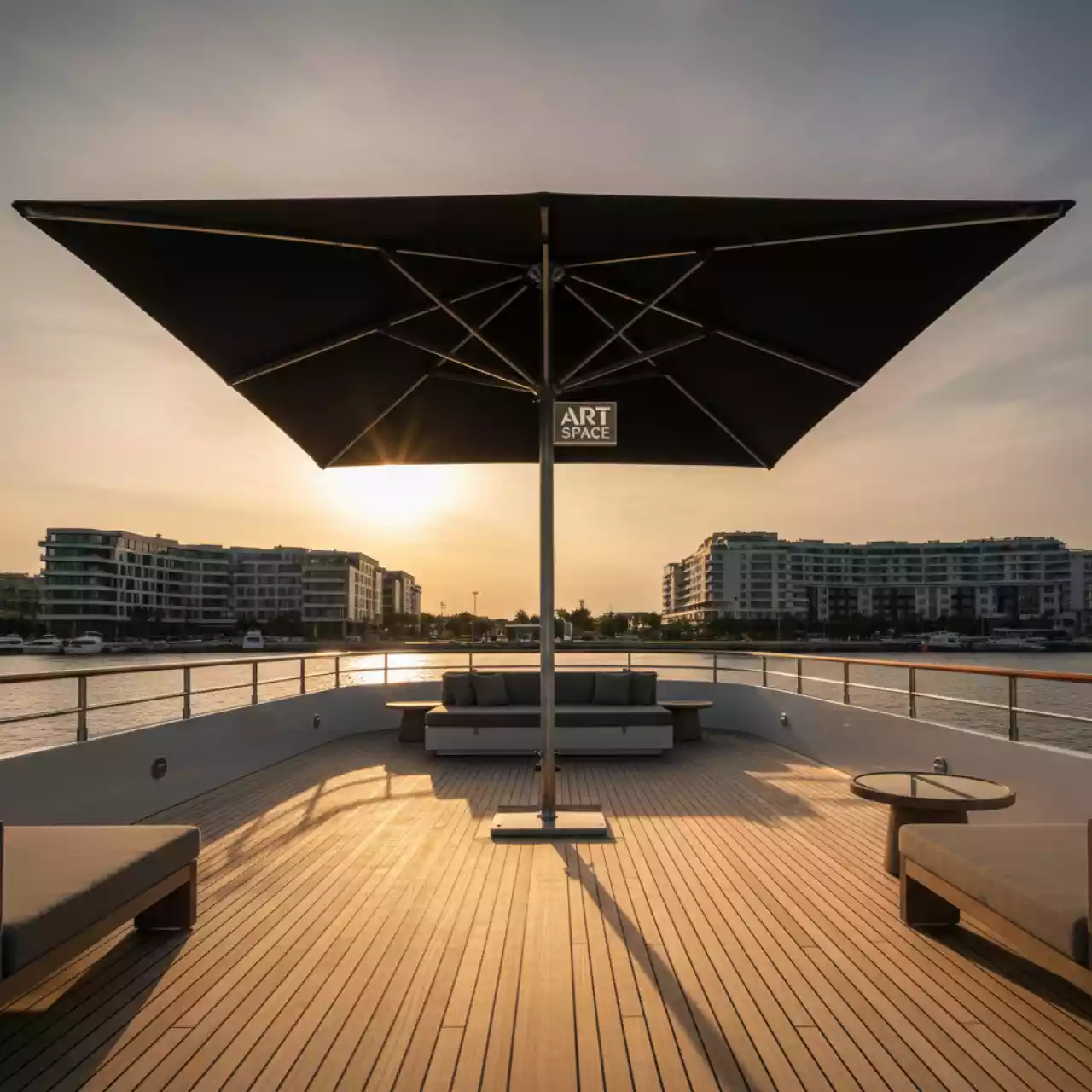 Аренда Зонт профессиональный Astro Titanium черный 3,5х3,5 м на VIP-яхте (Имеретинский порт) — ART SPACE