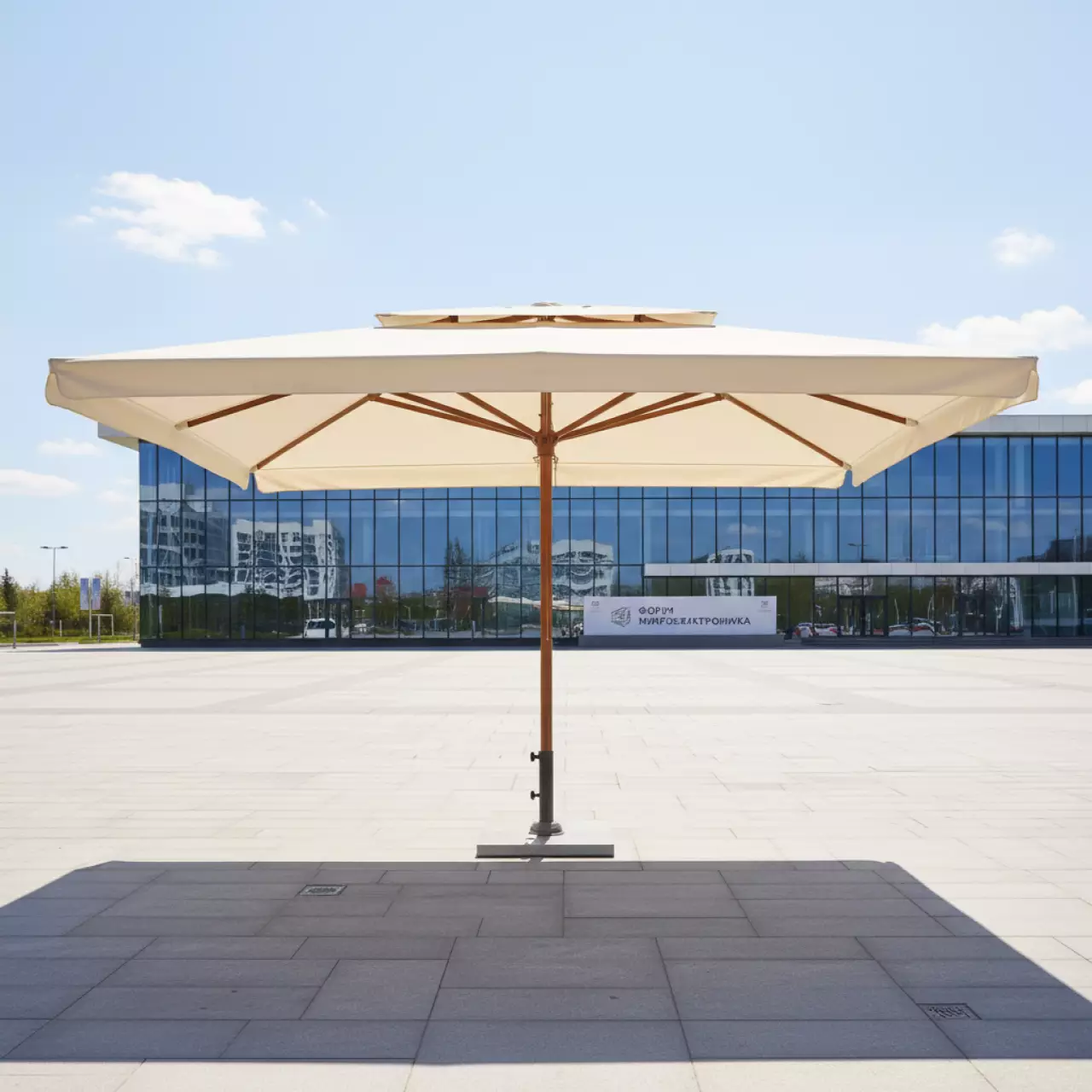 Аренда Зонт профессиональный двухкупольный Galaxia Dual V Timber 2,9х6 м в Керлинговом центре «Ледяной куб» — ART SPACE