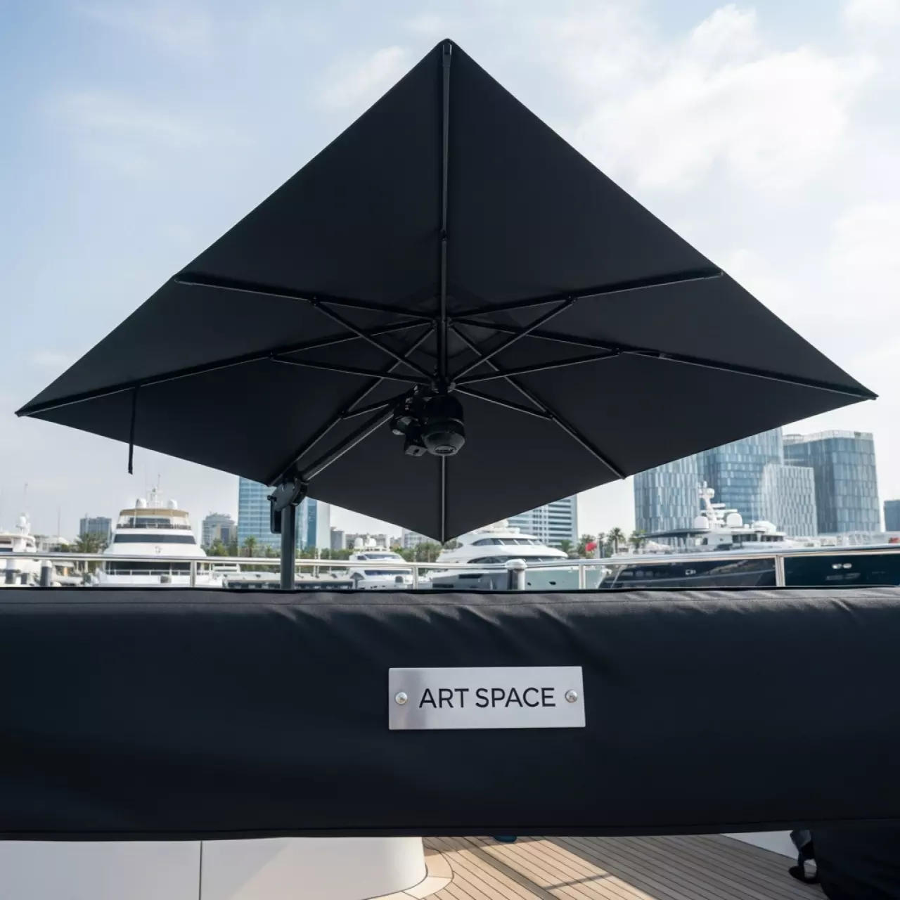 Аренда Зонт профессиональный Galileo Dark 3,5x3,5 м на VIP-яхте (Имеретинский порт) — ART SPACE