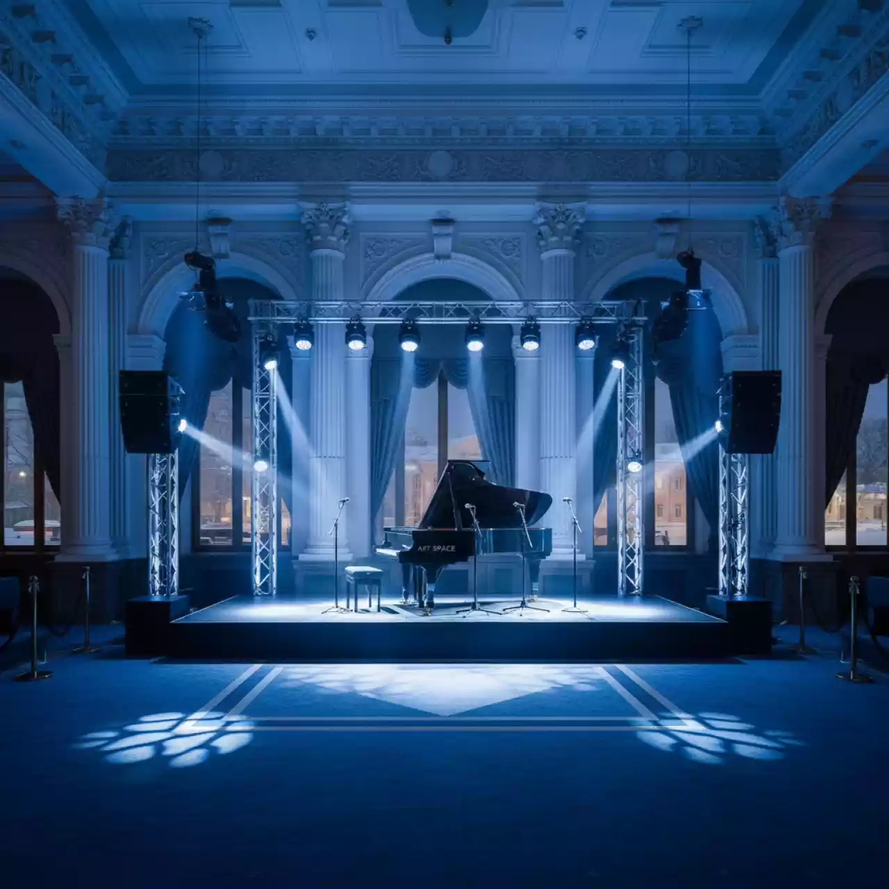 Аренда Звуковое и световое оборудование для выступления артистов в гранд-отеле «Жемчужина» — ART SPACE