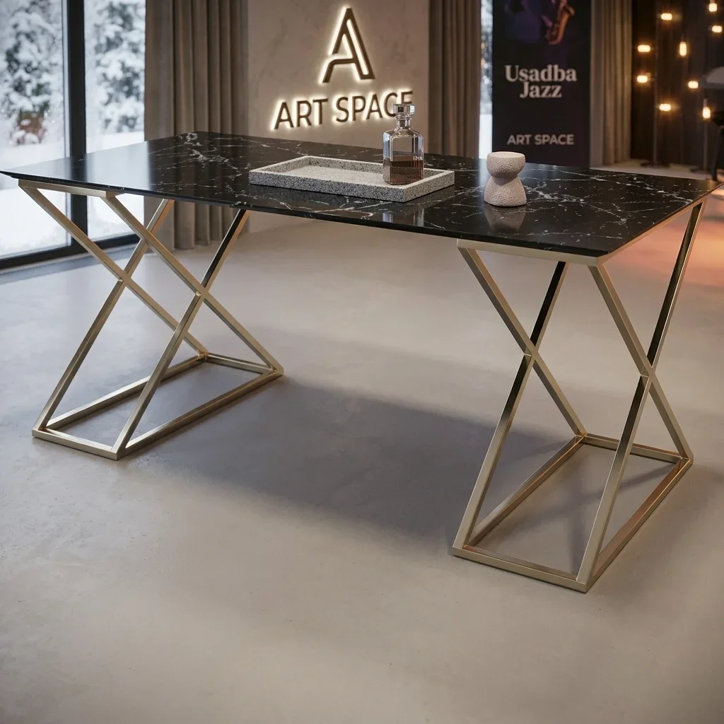 Аренда фуршетного стола Gold Black под мрамор